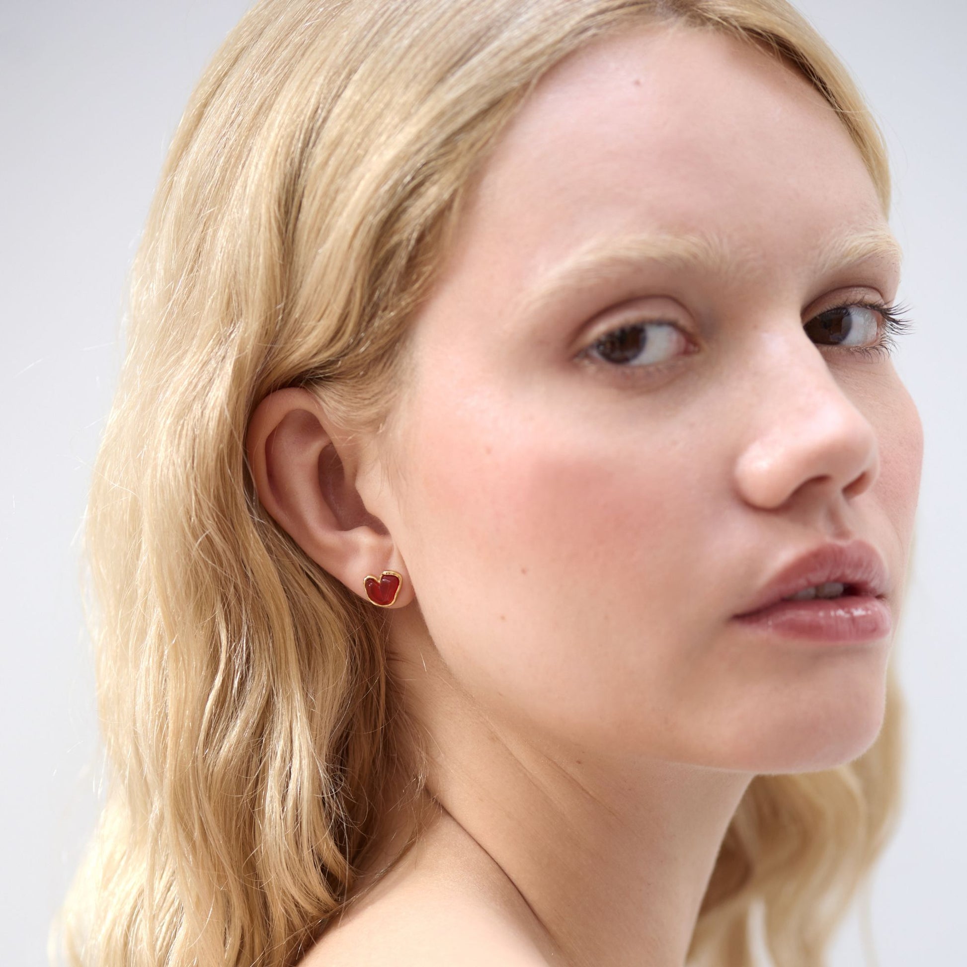 carnelian heart stud earrings