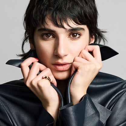 rose quartz pyramid ring