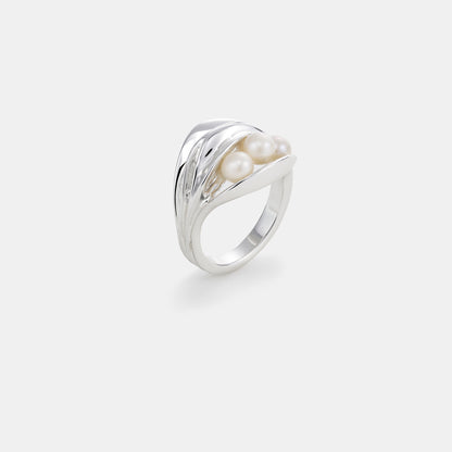 freshwater pearl folded ring