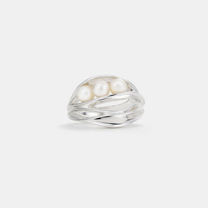 freshwater pearl folded ring