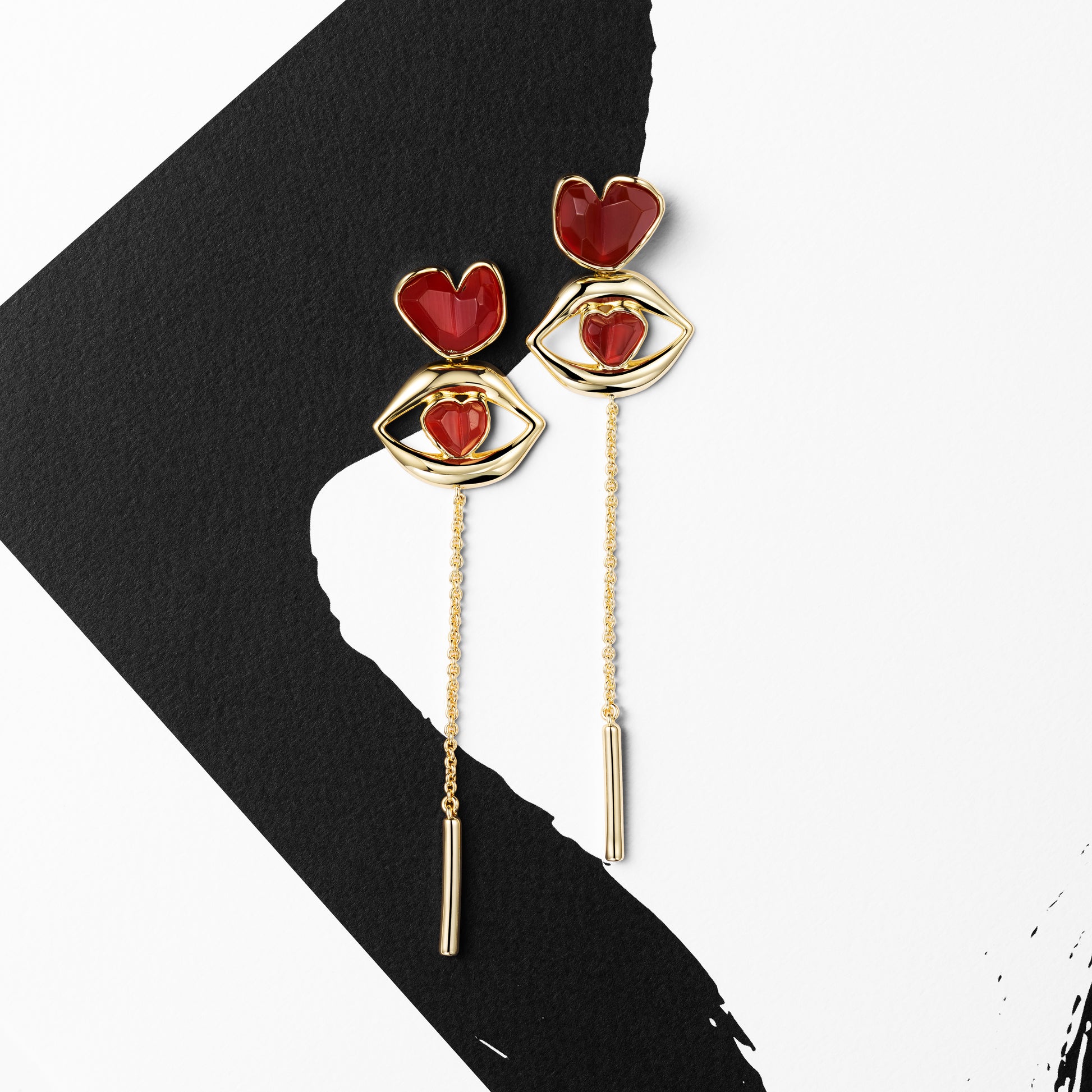carnelian heart statement earrings