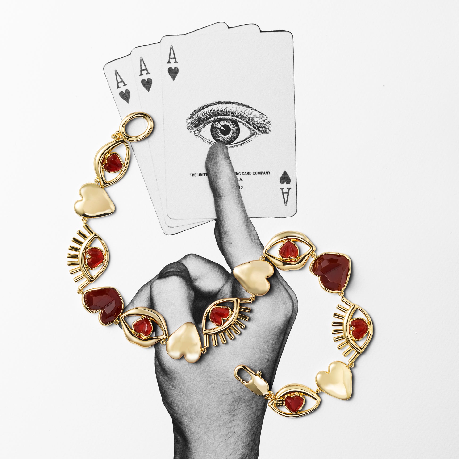 carnelian eye heart lips necklace