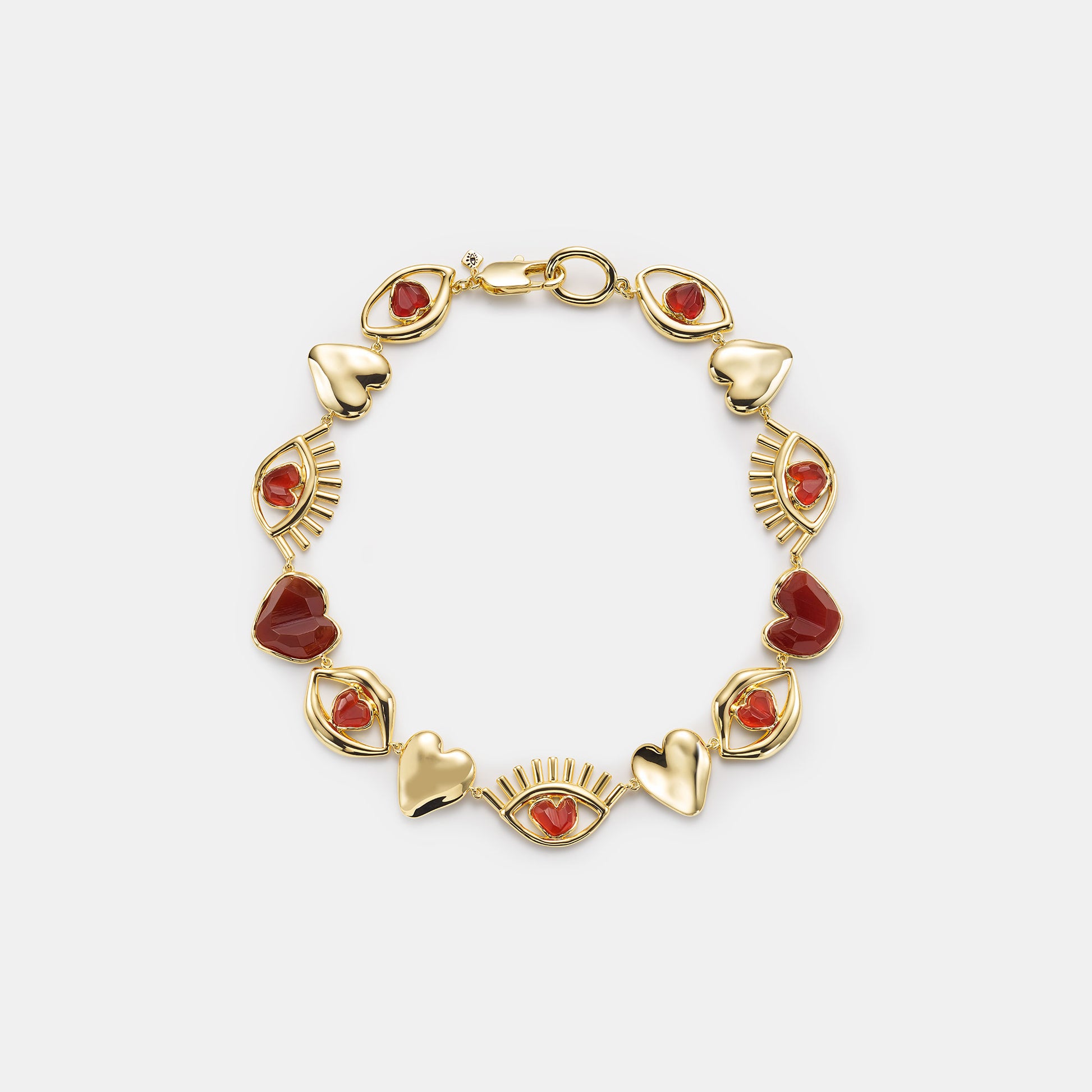 carnelian eye heart lips necklace