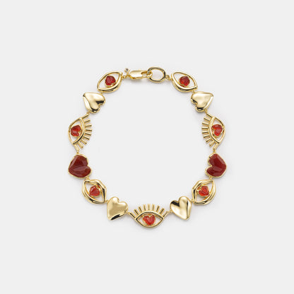 carnelian eye heart lips necklace