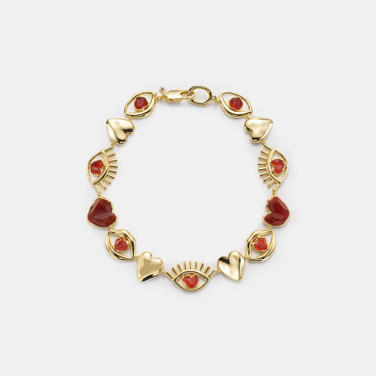 carnelian eye heart lips necklace