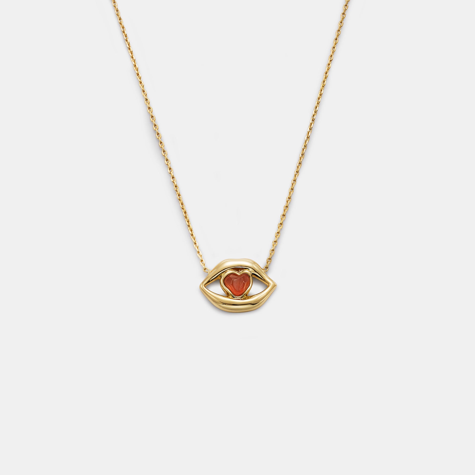 carnelian heart lips necklace