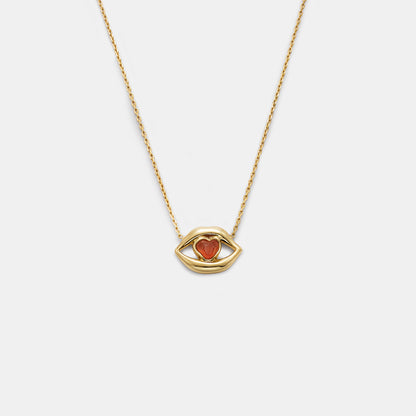carnelian heart lips necklace