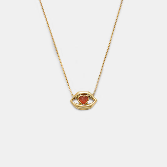 carnelian heart lips necklace