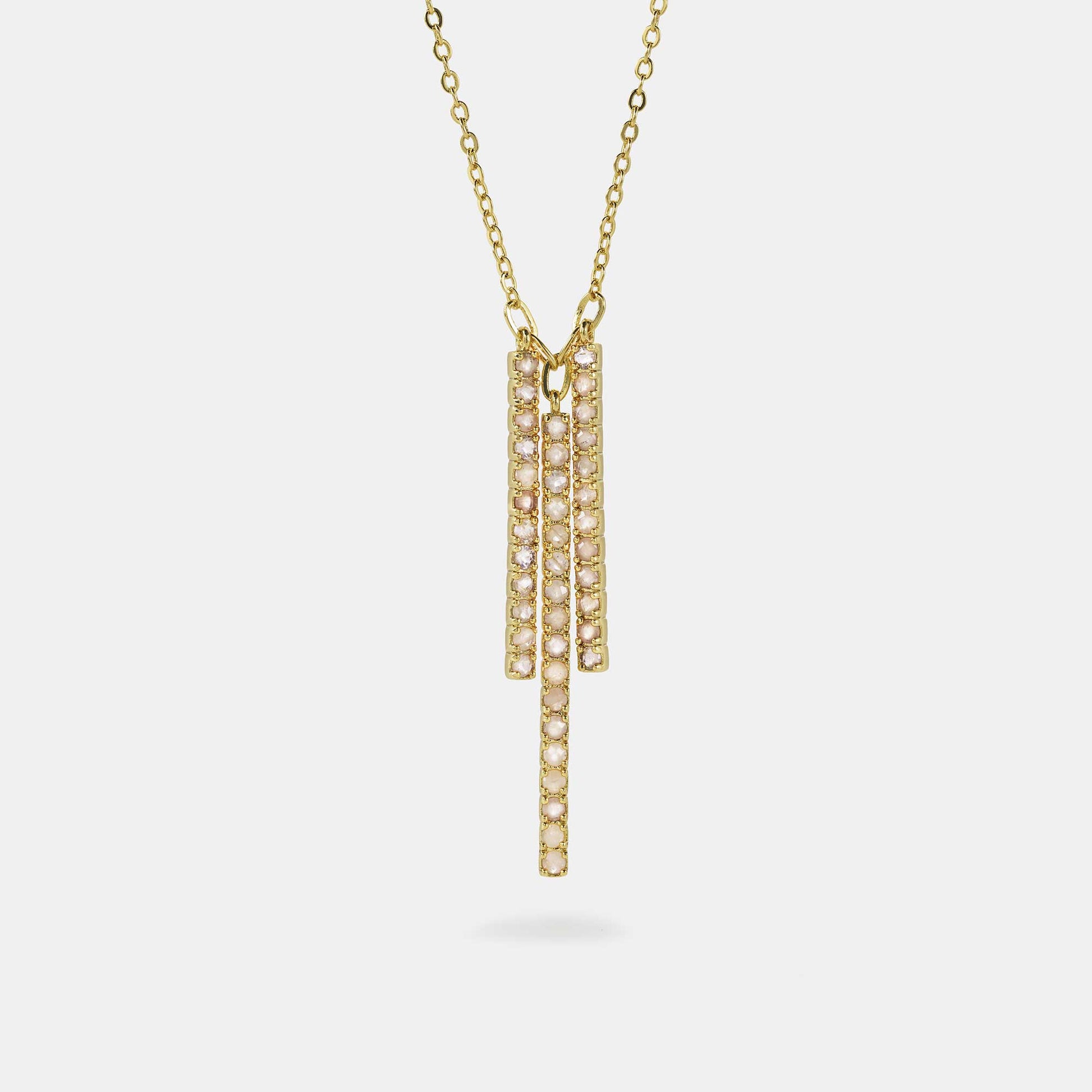 rose quartz three bar necklace