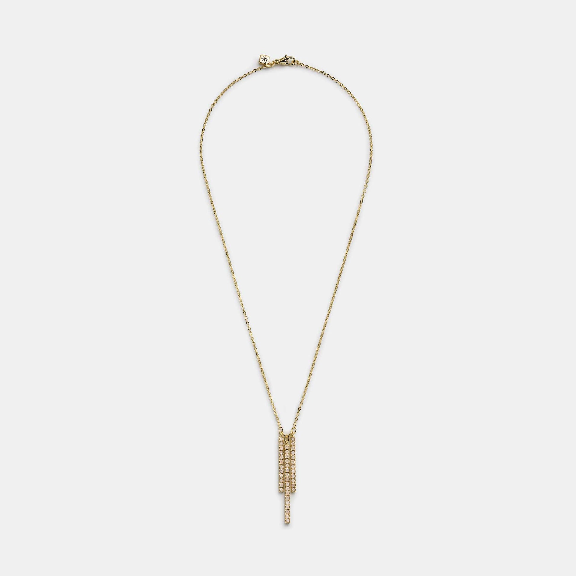 rose quartz three bar necklace