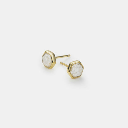 crystal quartz hexagon stud earrings