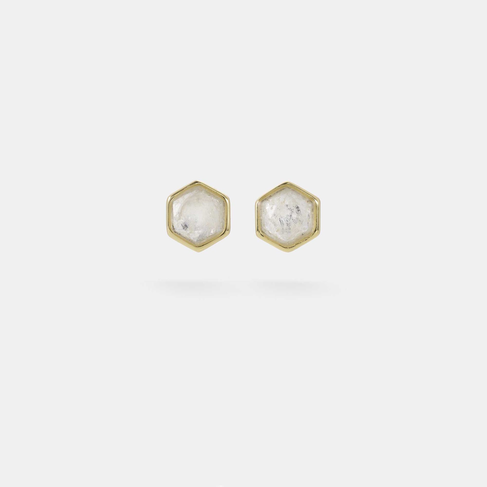 crystal quartz hexagon stud earrings