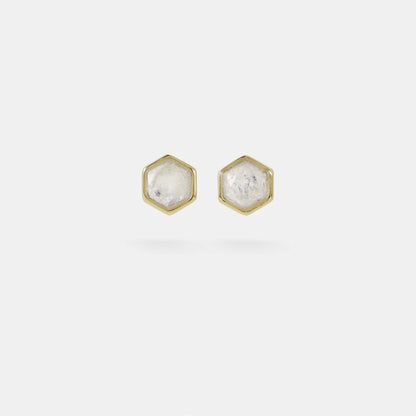 crystal quartz hexagon stud earrings