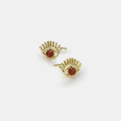 carnelian eye heart stud earrings