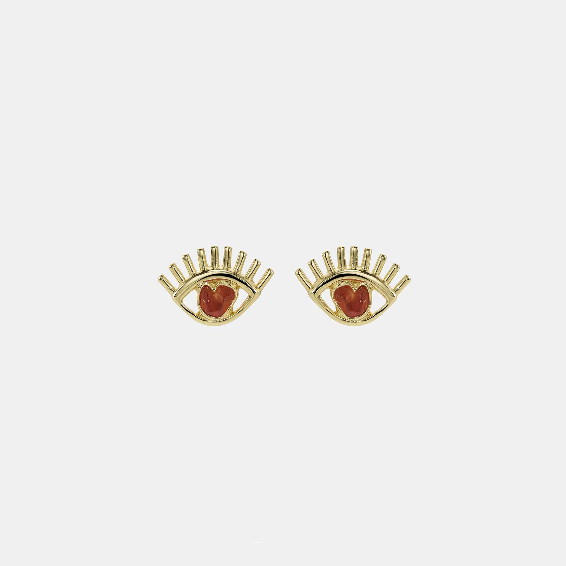 carnelian eye heart stud earrings