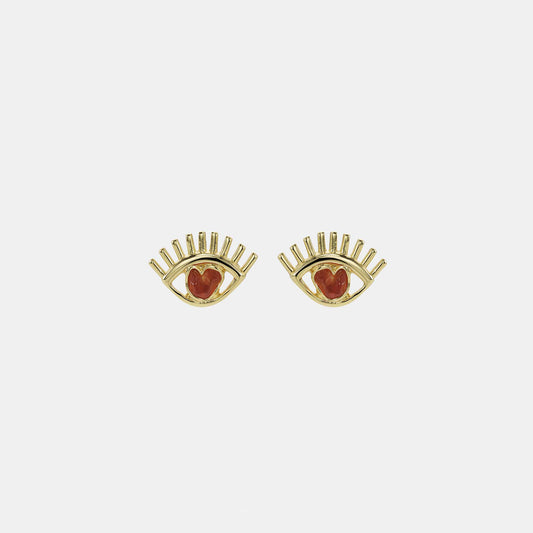 carnelian eye heart stud earrings