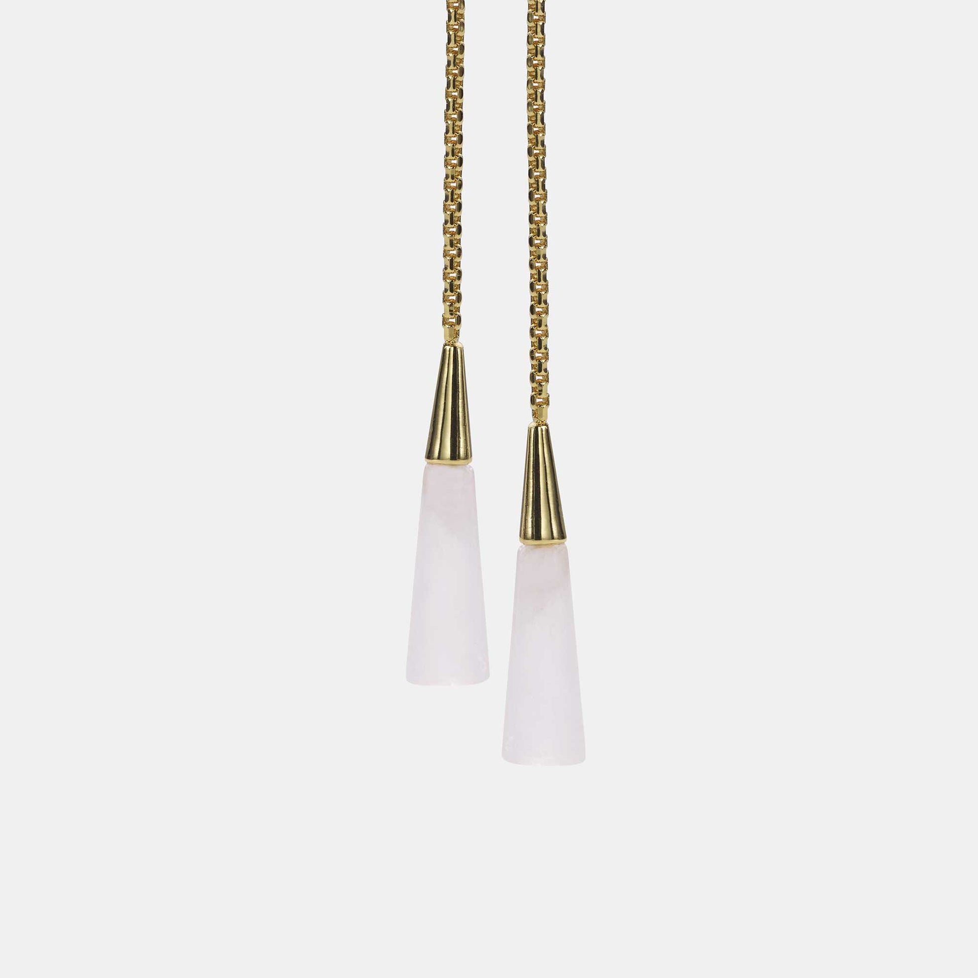 rose quartz linear earrings