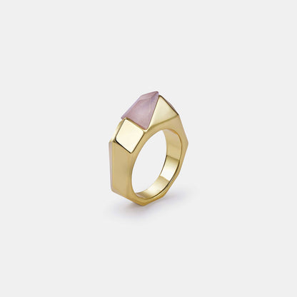 rose quartz pyramid ring
