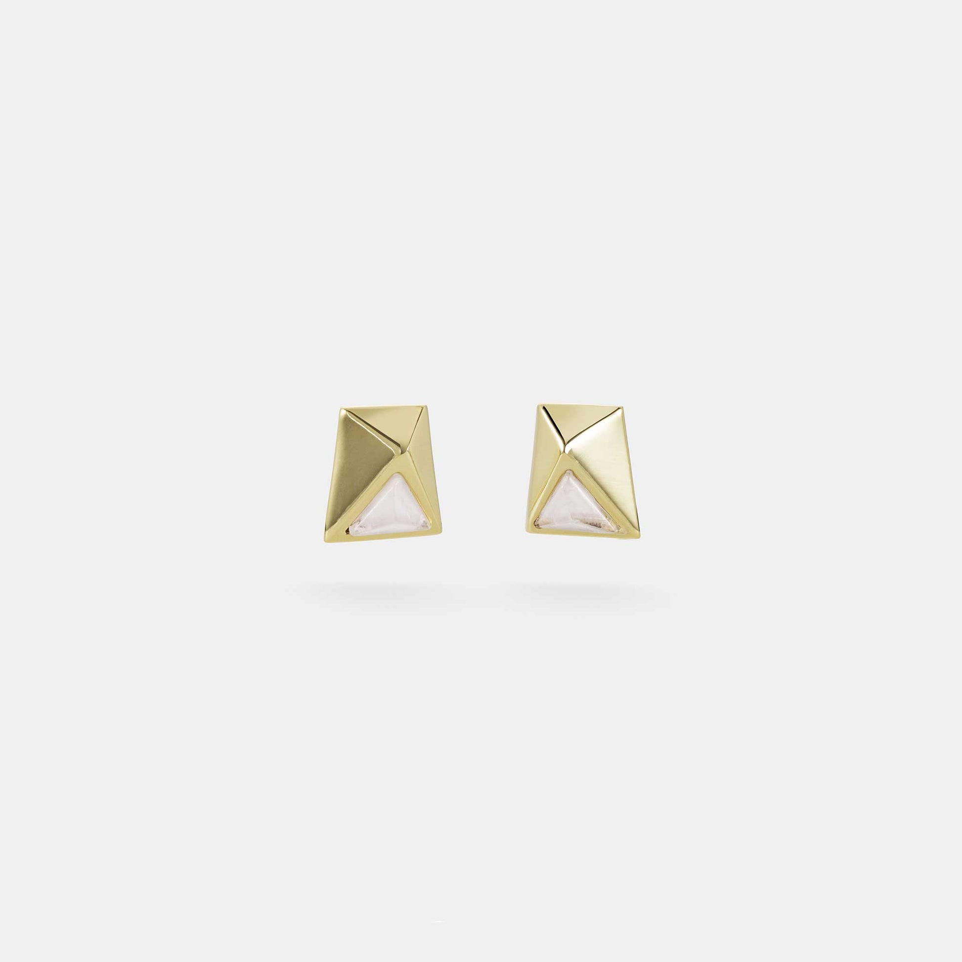 rose quartz pyramid stud earrings