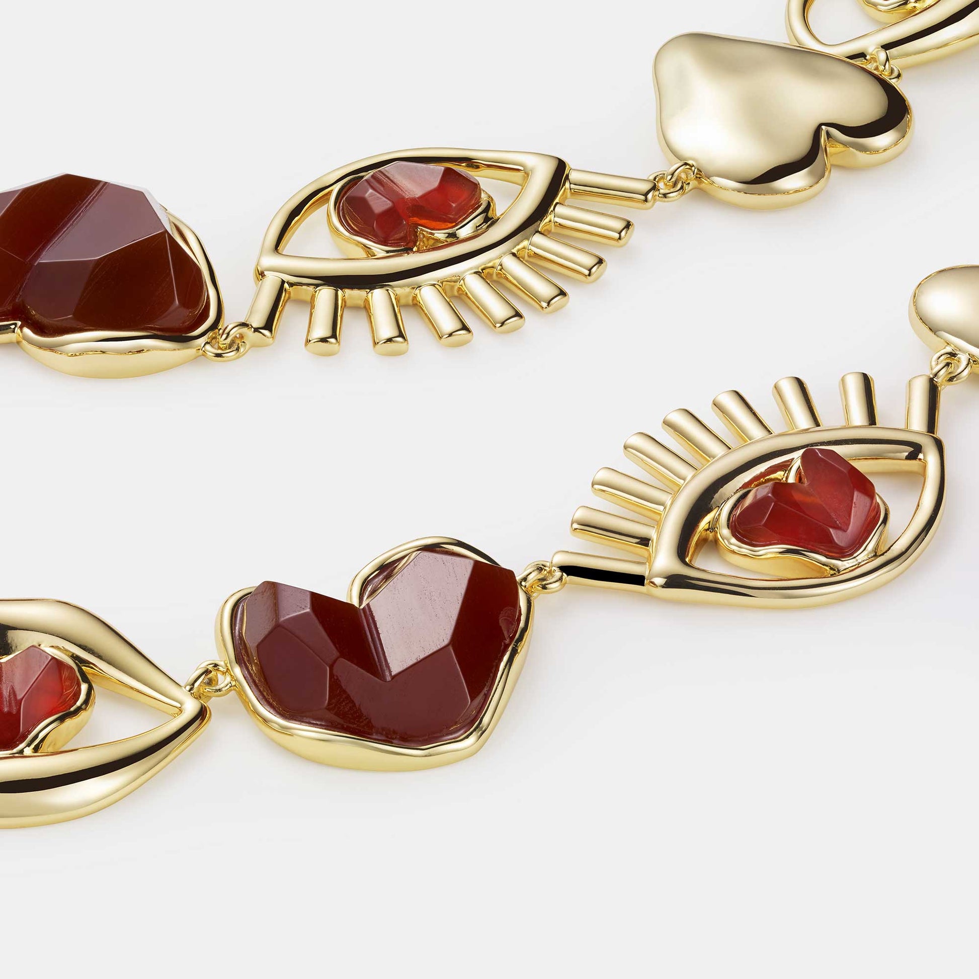 carnelian eye heart lips necklace