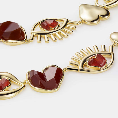 carnelian eye heart lips necklace