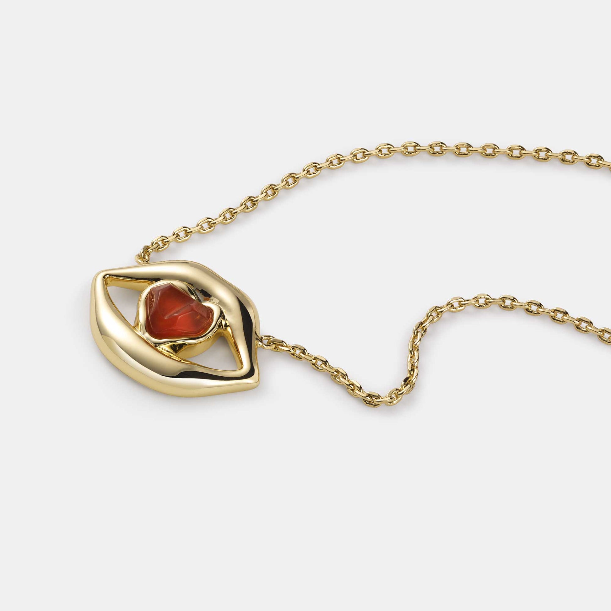 carnelian heart lips necklace