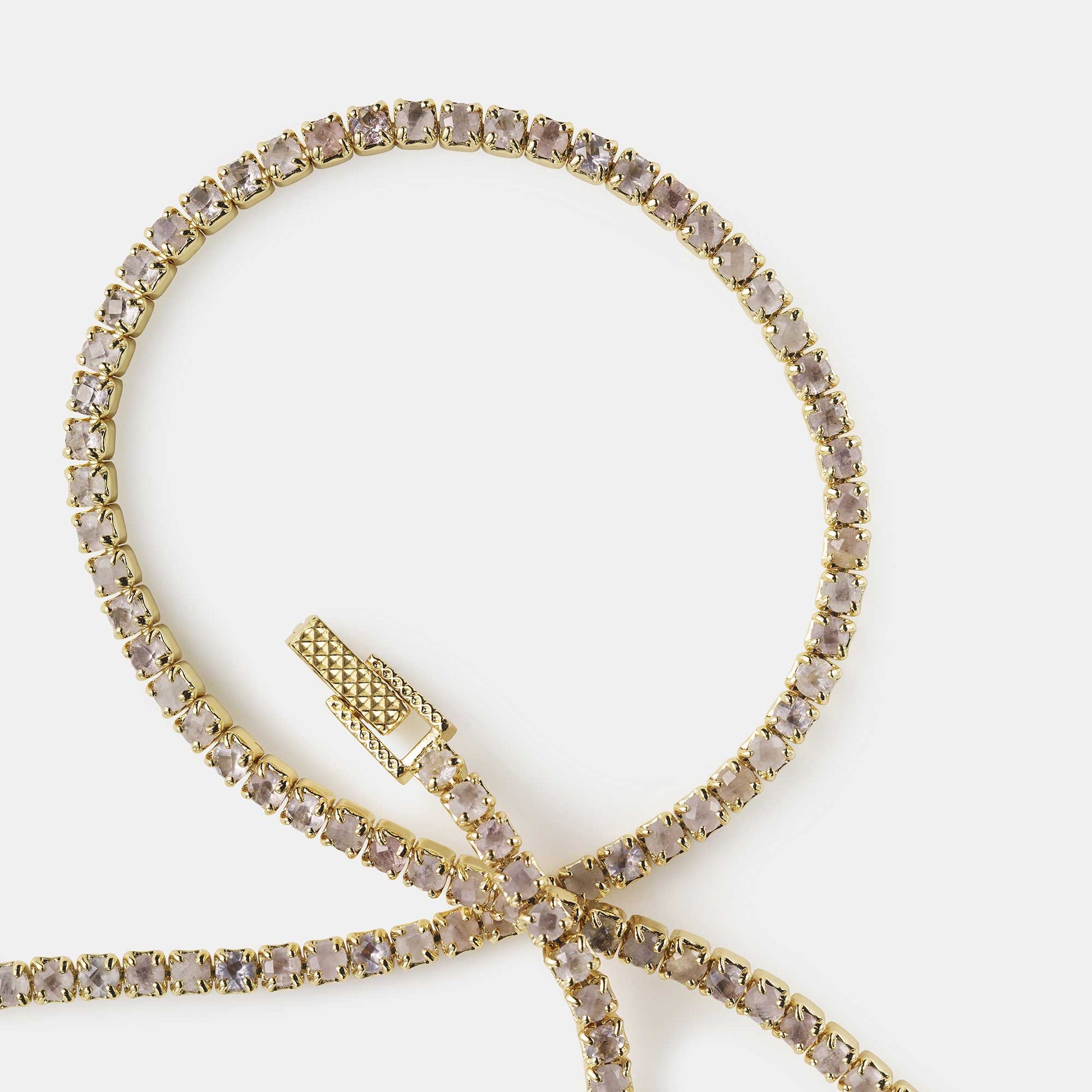 rose quartz tennis necklace