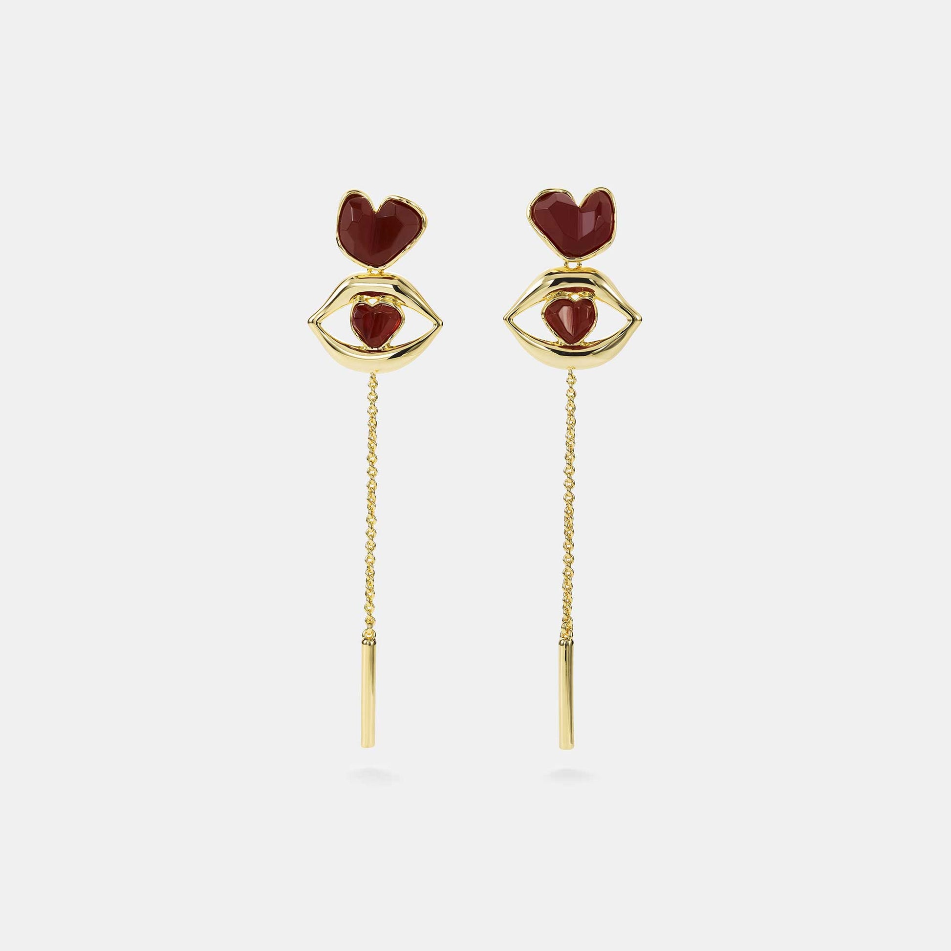 carnelian heart statement earrings