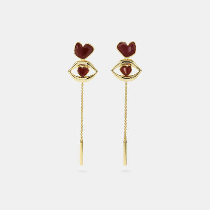 carnelian heart statement earrings