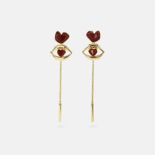 carnelian heart statement earrings