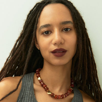 carnelian beaded heart necklace