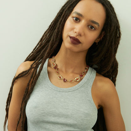 carnelian eye heart lips necklace