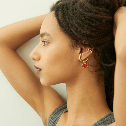 carnelian heart double ear cuff