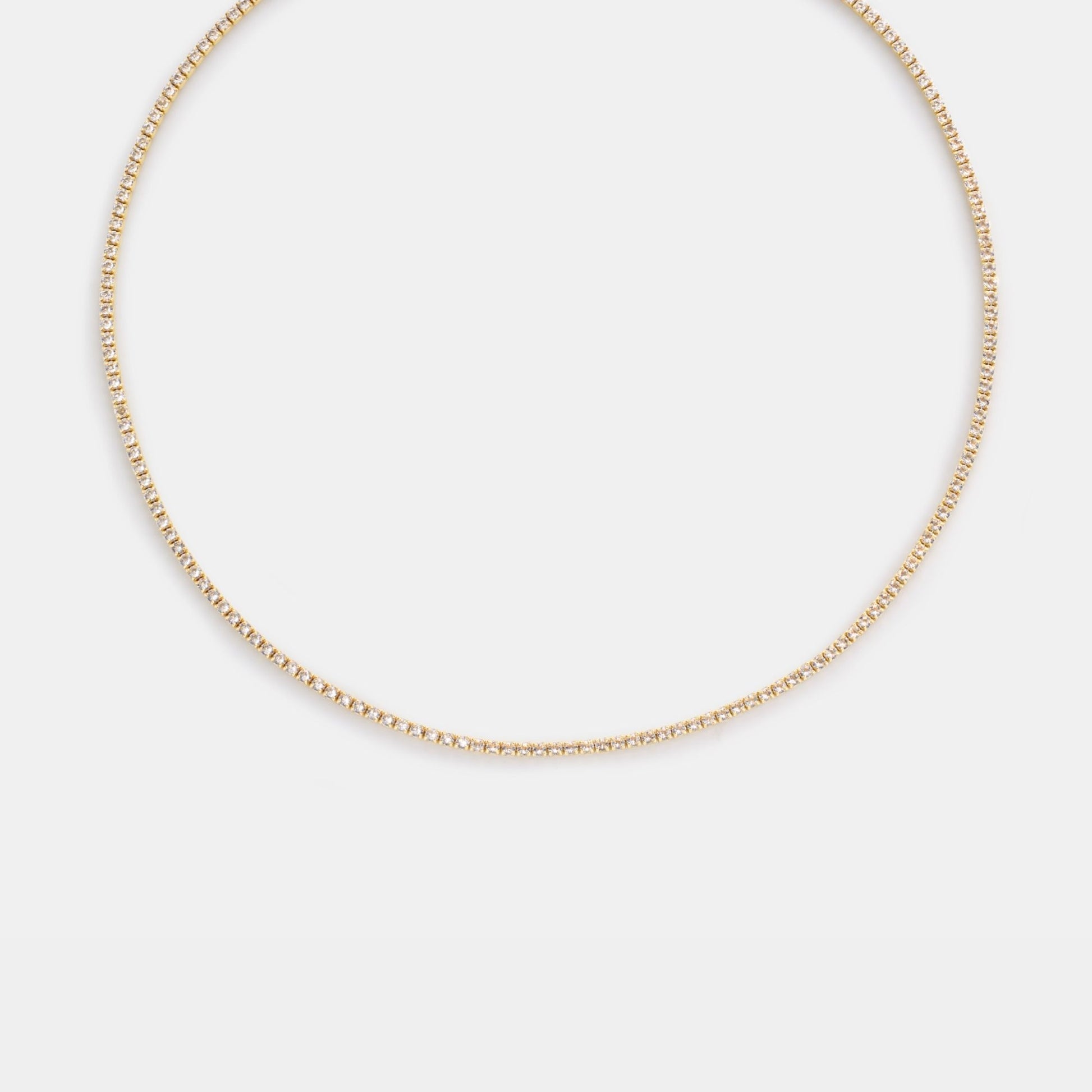 2mm crystal quartz tennis necklace on white background