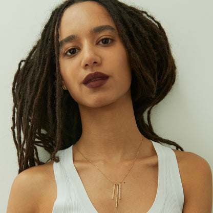 crystal quartz three bar necklace
