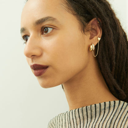 double piercing hoop & heart stud
