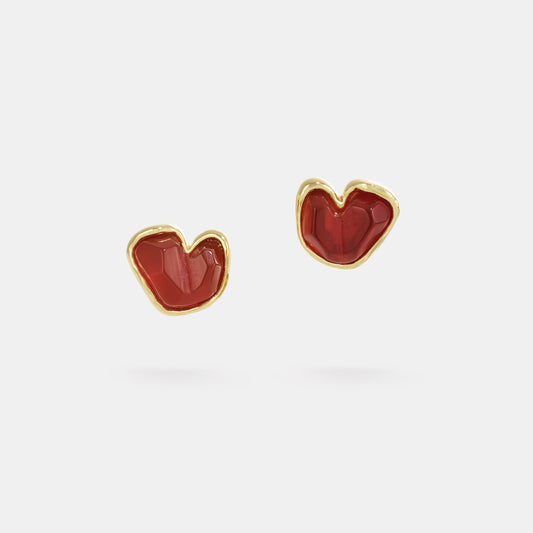 carnelian heart stud earrings