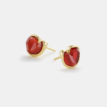 carnelian heart stud earrings