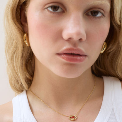 carnelian heart lips necklace