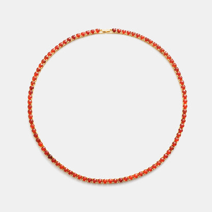 4mm carnelian tennis necklace on white background