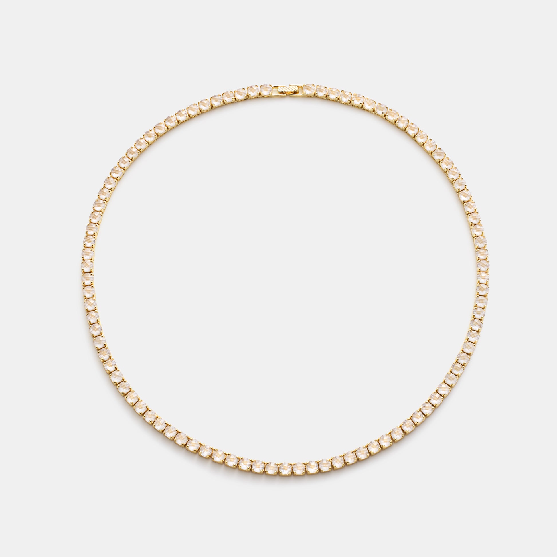 4mm crystal quartz tennis necklace on white background