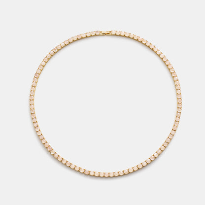 4mm rose quartz tennis necklace on white background