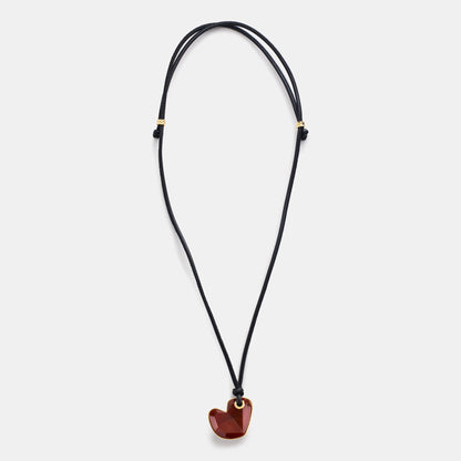 carnelian heart leather necklace