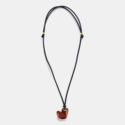 carnelian heart leather necklace