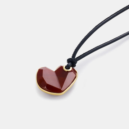 carnelian heart leather necklace