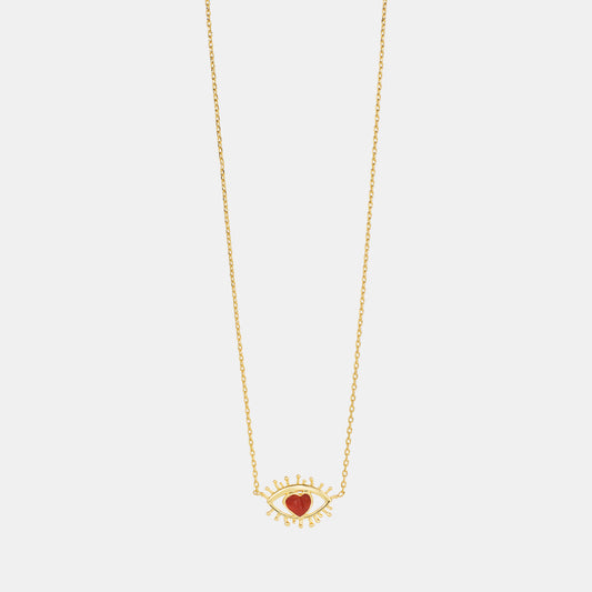 carnelian heart eyes pendant necklace