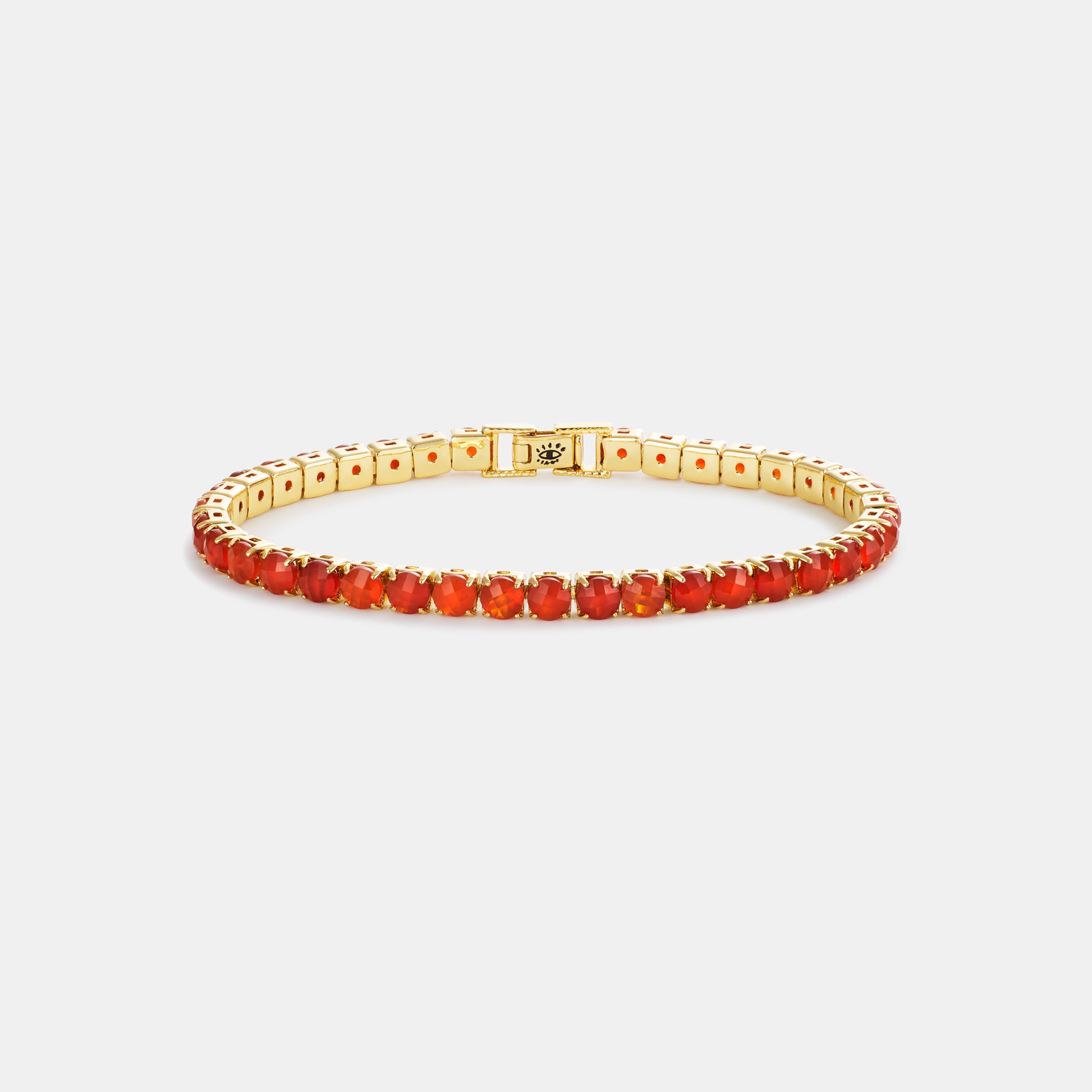 4mm carnelian tennis bracelet on white background