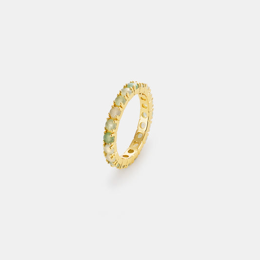 3mm aventurine eternity band ring on white background