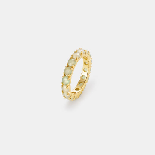 4mm aventurine eternity band ring on white background