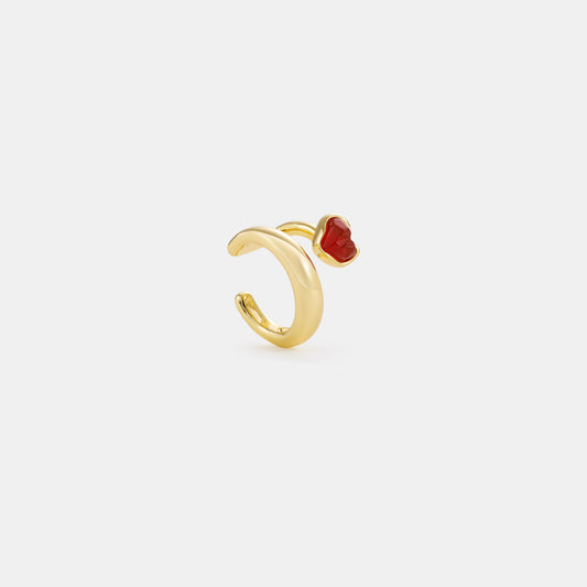 carnelian heart ear cuff